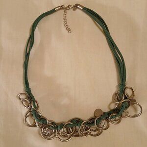 Necklace - silver & suede - (pre-loved)